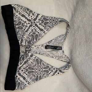 Black and White Paisley Sports Bra